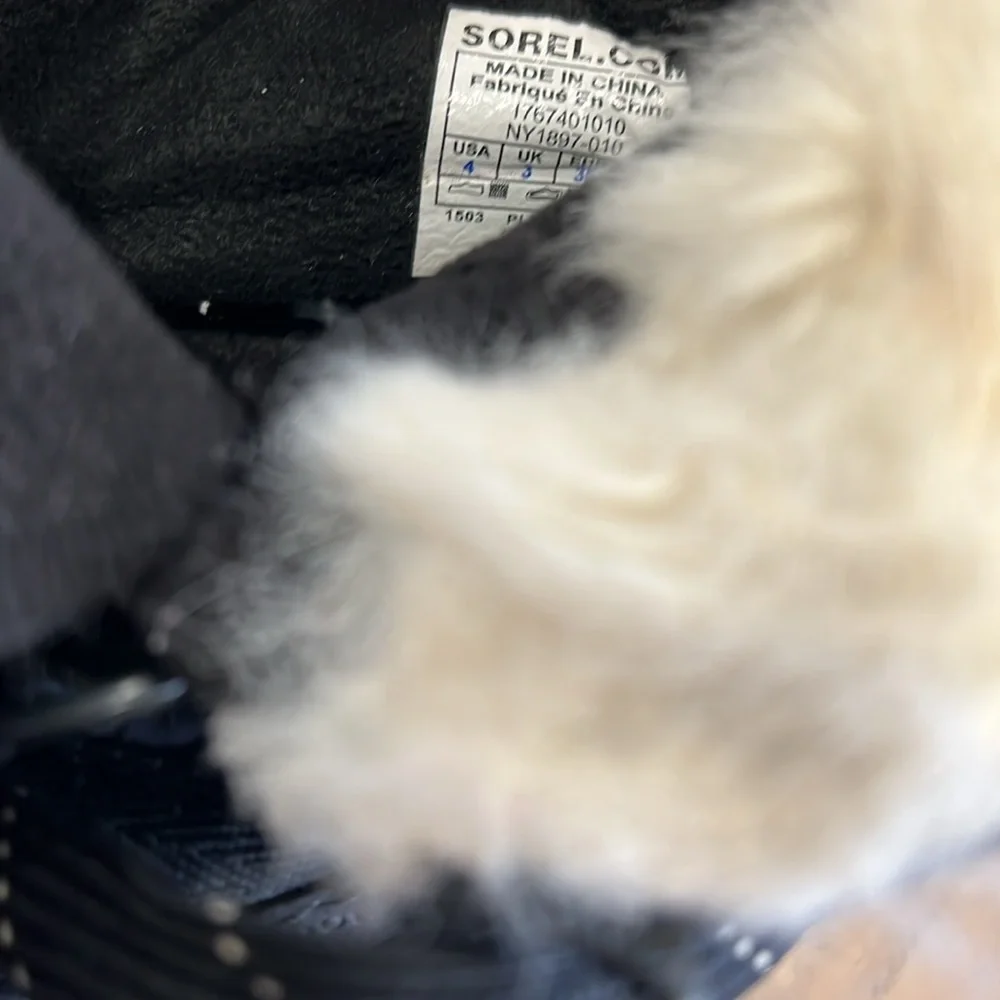 Sorel Whitney black faux fur winter boots
